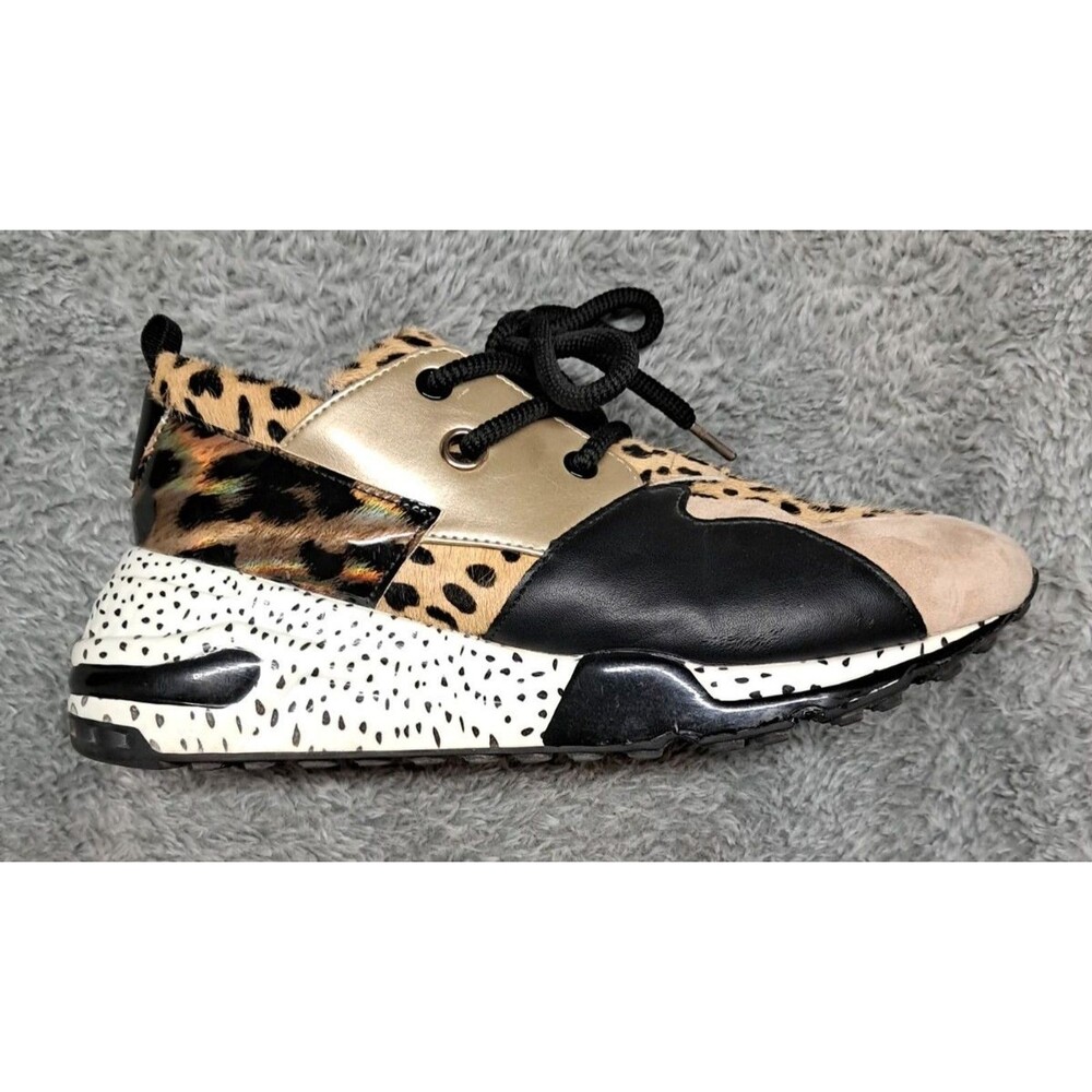 Steve Madden Shoes Women's Size 9.5M Cliff Leopard Print Lace-Up Wedge Sneakers - Picture 2 of 10
